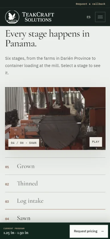 TeakCraft process stages on a phone