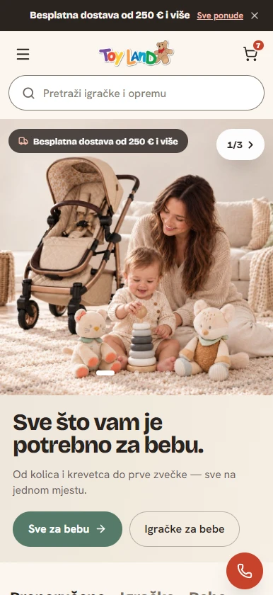 Toyland home page on a phone