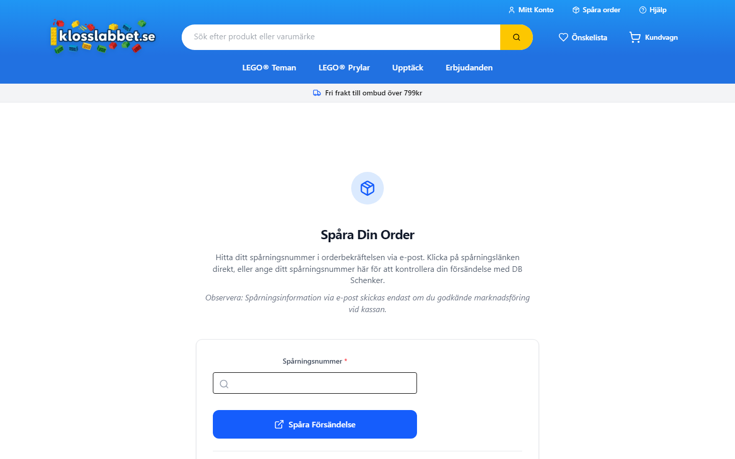 Klosslabbet order tracking page