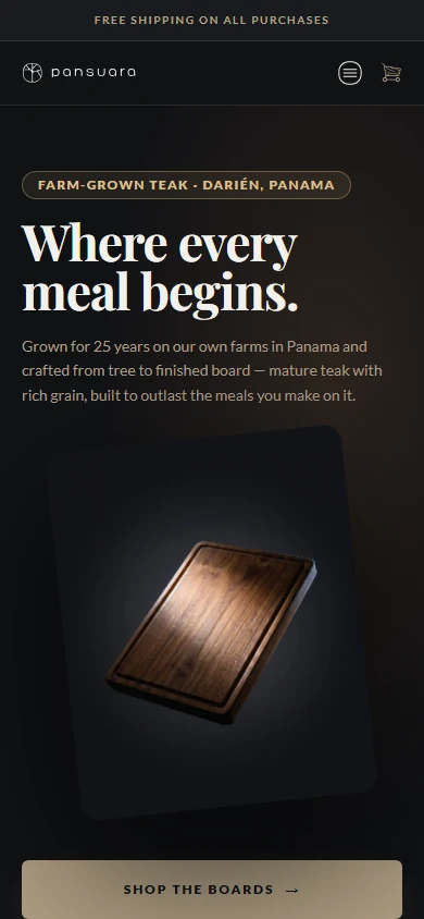 Current Pansuara production homepage — mobile