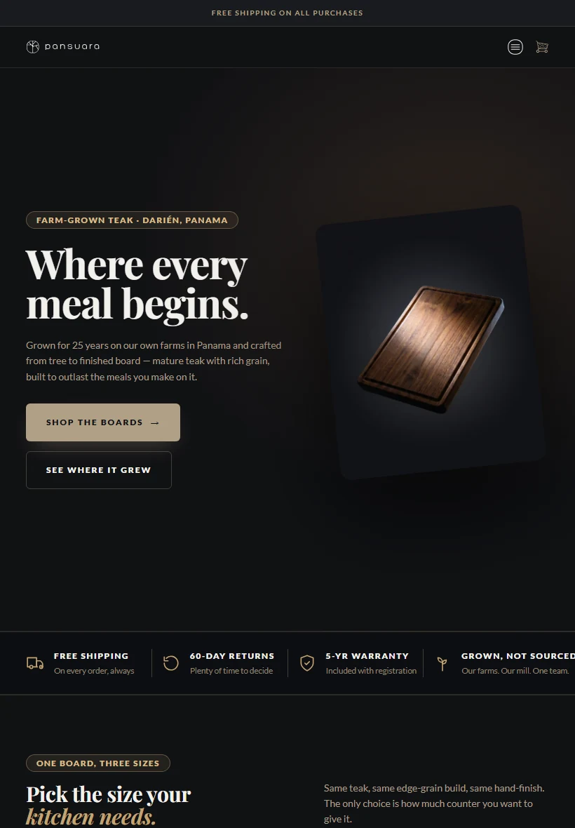 Current Pansuara production homepage — tablet