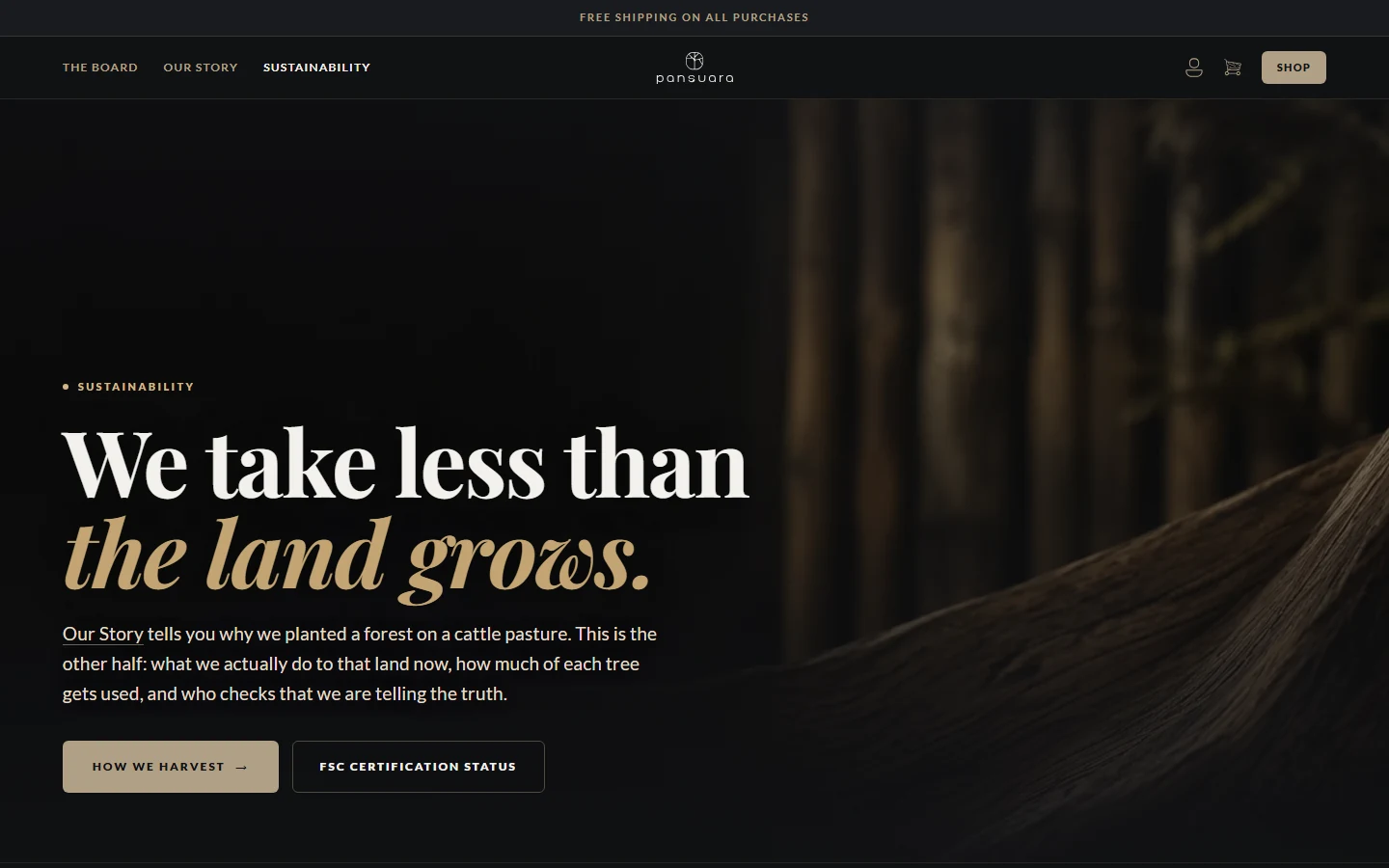 Current Pansuara production sustainability page