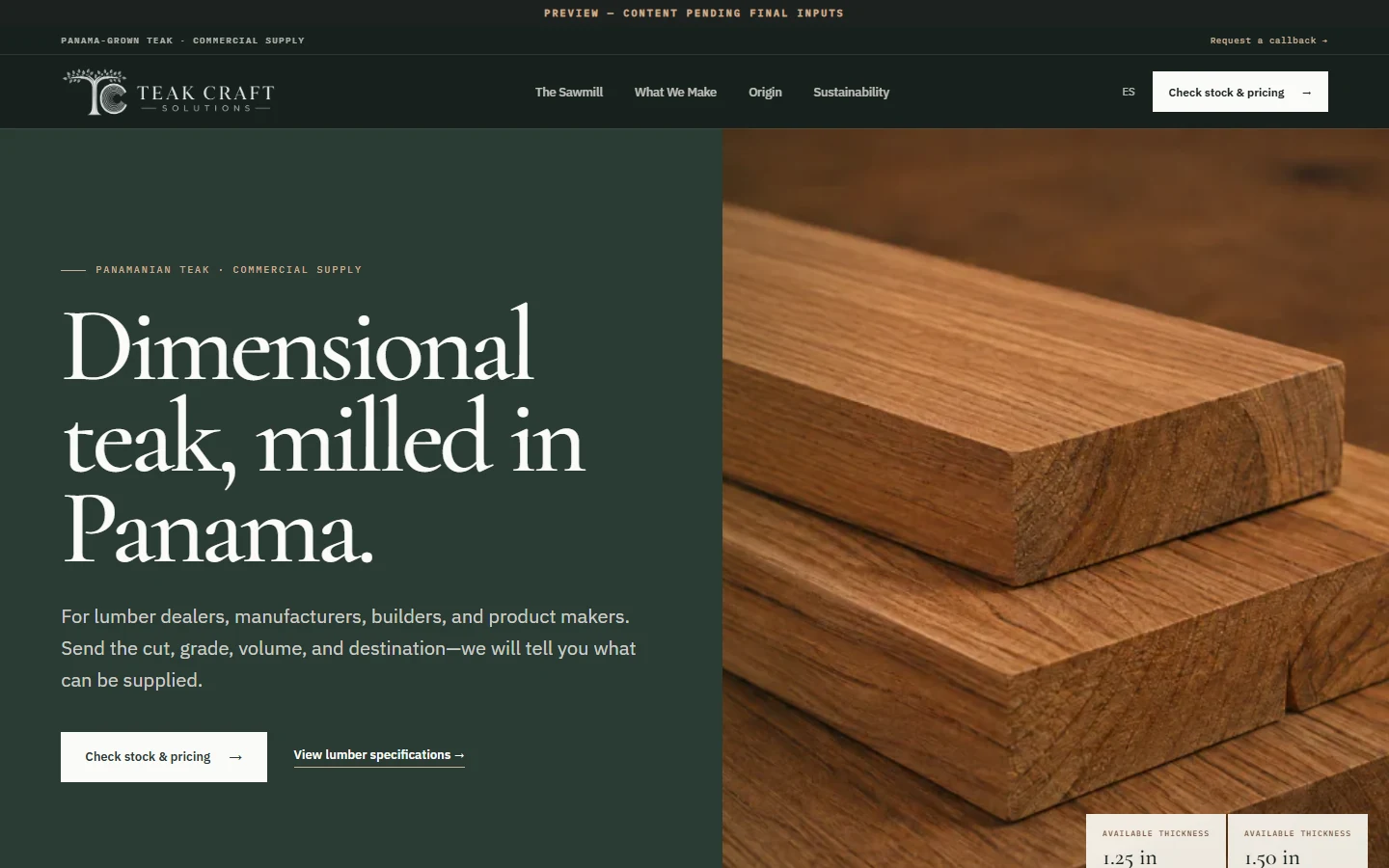 Teak Craft Solutions live website