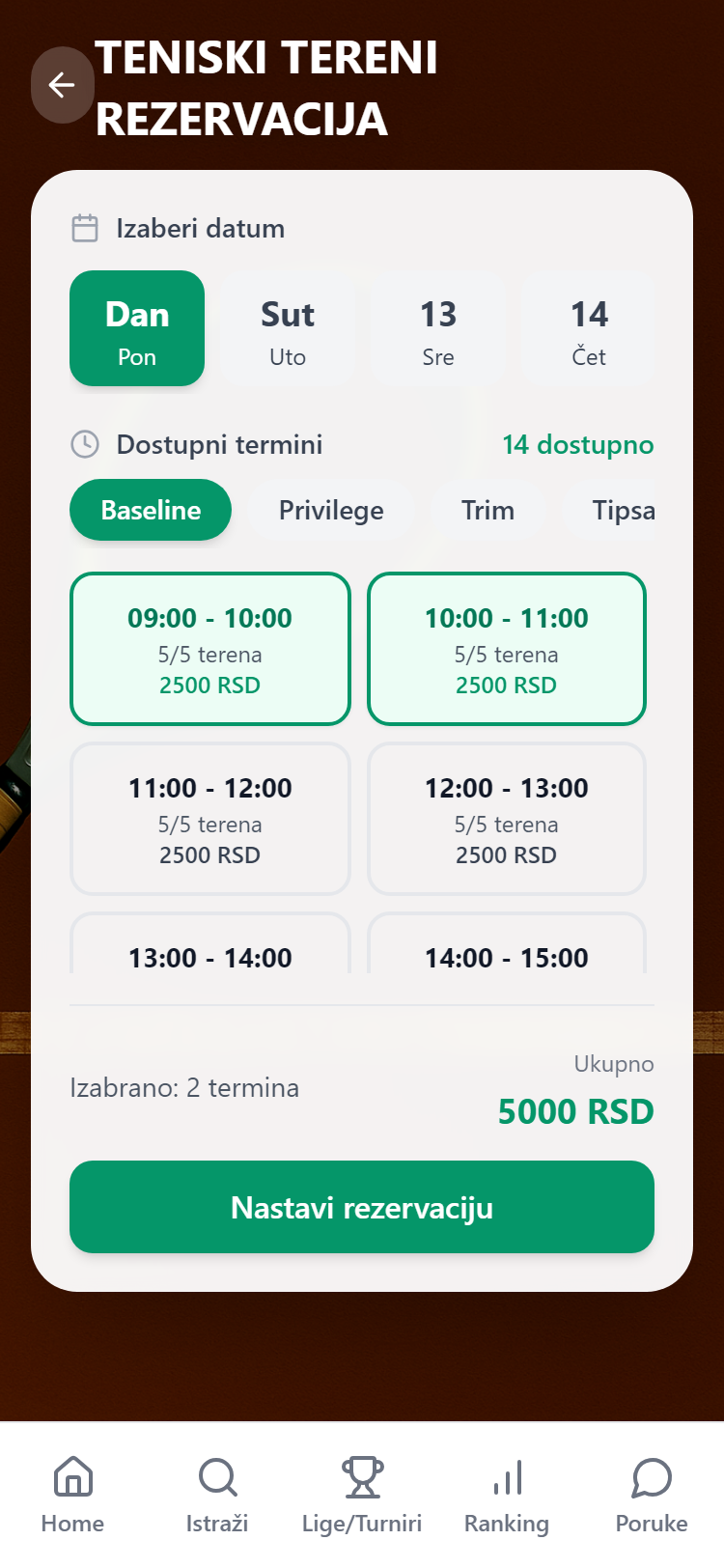 Multi-slot selection with running total