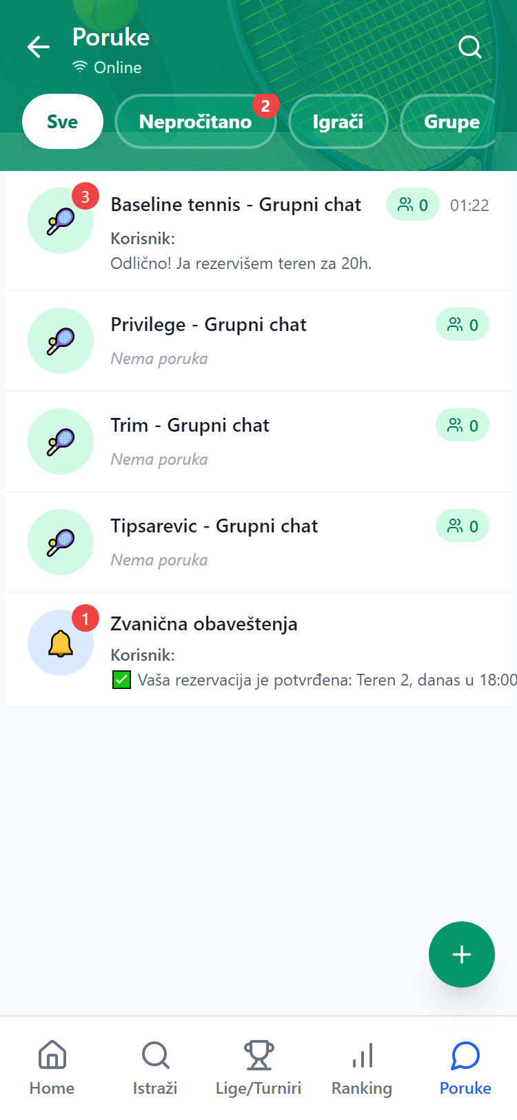 Messages — conversation list