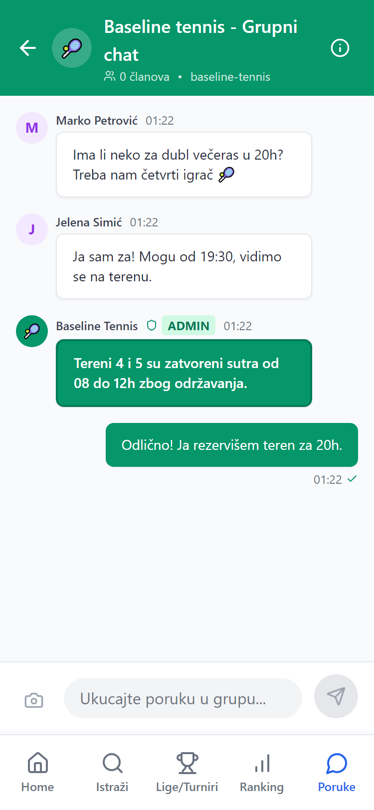 Group chat with admin announcement