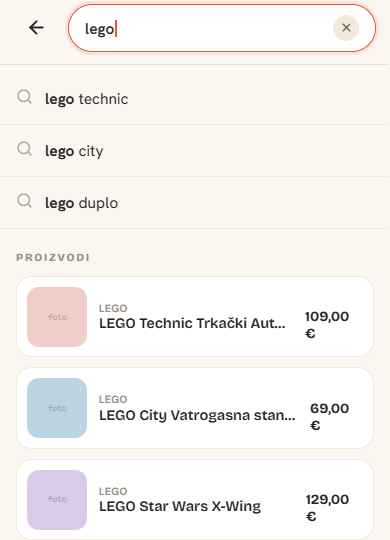 Toyland predictive search design